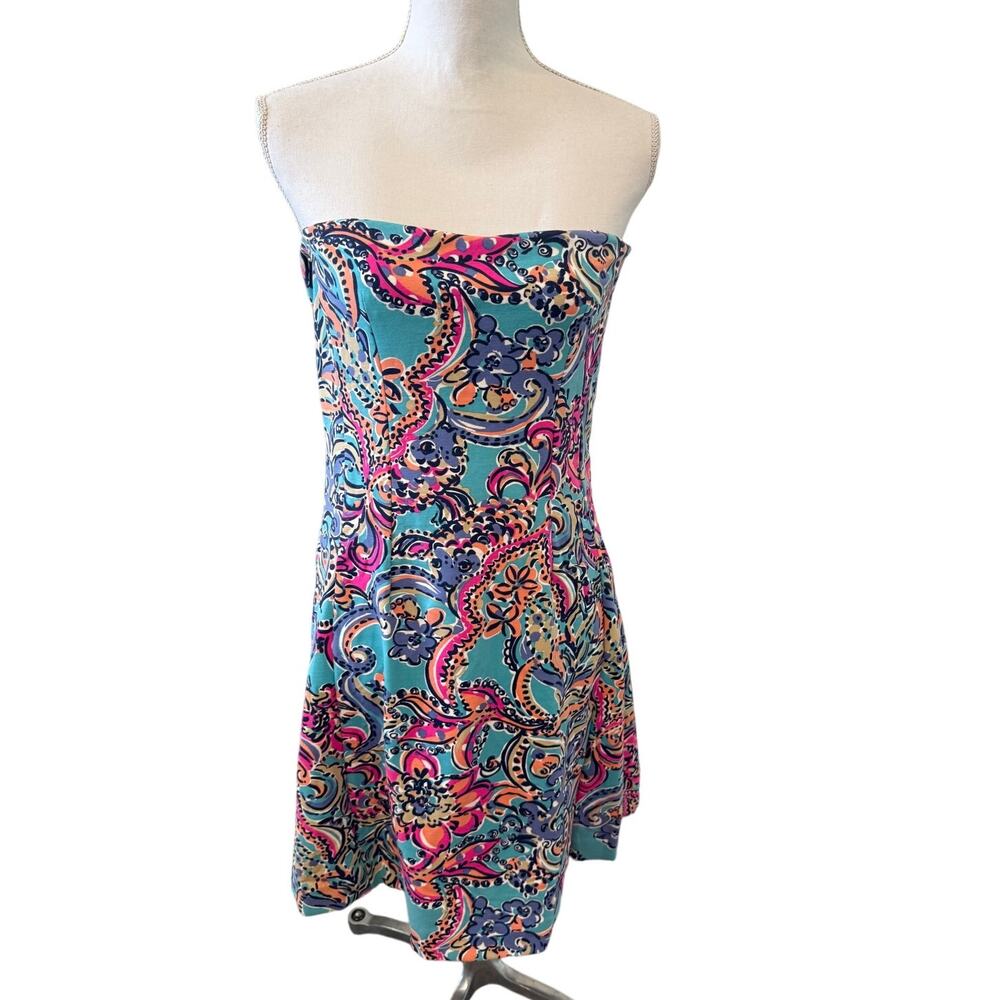 Lilly Pulitzer Strapless Fit & Flare MIni Dress Bait & Switch Print